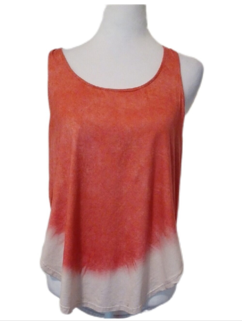 × Poof! Coral to Cream Ombre Braided Racerback Tank Women's Size Medium